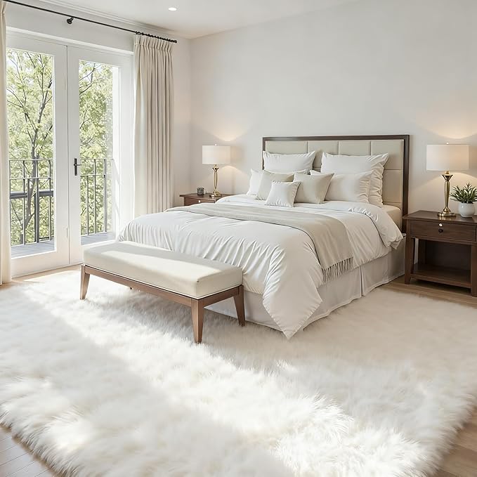 5x7 Area Rugs for Living Room: Ultra Soft Fluffy Shag White Rug for Bedroom, Non-Slip Large Fuzzy Plush Rug Indoor Floor Carpet for Nursery Kids Boys Girls Room, Dorms, Modern Home Decor
