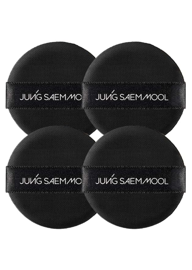 JUNG SAEM MOOL Cushion Puff (4pc) Natural Cover Puff for Smooth Fitting with The Round Shape 2.1 Inch