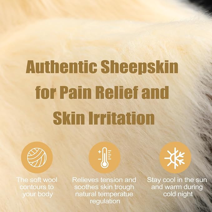 Drydiet 2 Pcs Natural Sheepskin for Bed Sores and Skin Imitation Wool Medical Sheepskins with Non-Slip Back for Pain Relief and Discomfort, Wool Seat Pad, 17 in x 17 in(Circle,Beige)