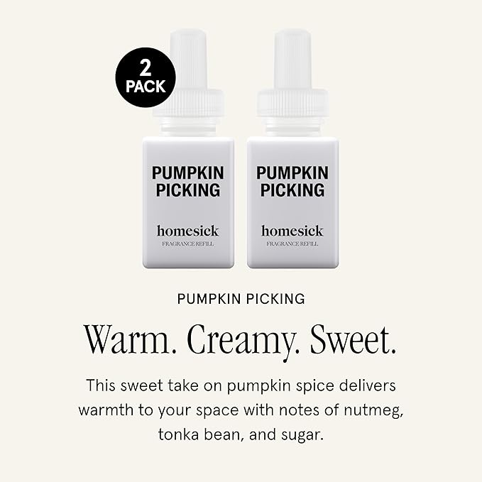 Pura & Homesick Home Scent Refill - Smart Home Air Diffuser Fragrance - Long-Lasting Luxury Scent per Refill - Clean Diffuser Fragrance - Household Essential - 2 Pack, Pumpkin Picking