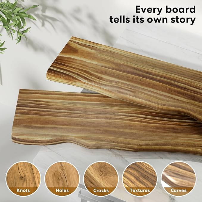 Solid Wood Live Edge Floating Shelves Set of 2 – 24" Rustic Wall Shelf with Hidden Bracket System, Wall Mounted Shelves for Bathroom, Kitchen, Living Room, Bedroom (Glazed)