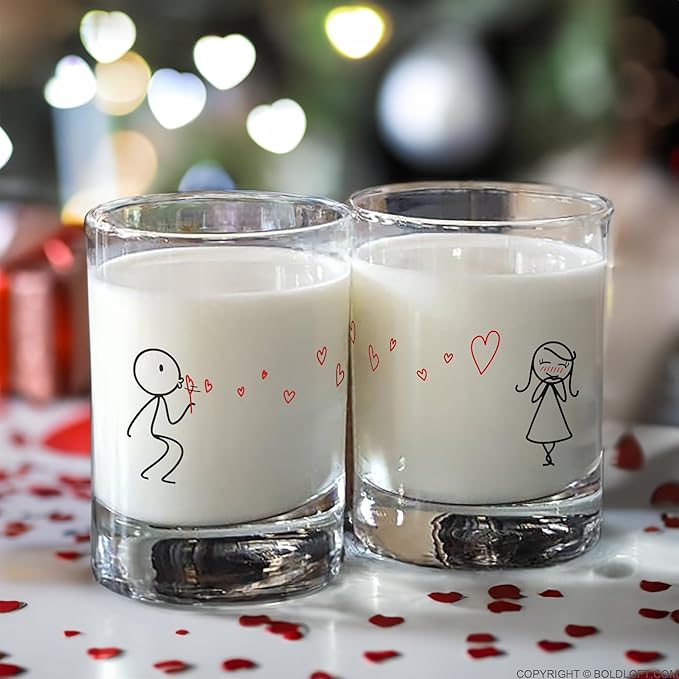 BoldLoft From My Heart to Yours Couple Glass Set- Gifts for Wife, Girlfriend- Wedding Glasses for Bride and Groom- - Home Gifts for Couples, Valentines, Anniversary, Engagement