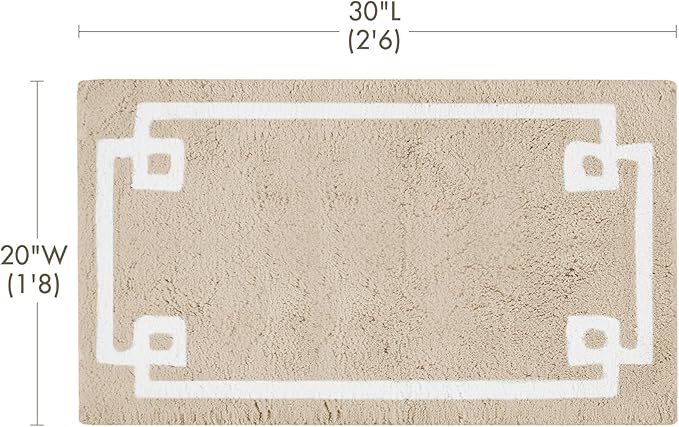 Madison Park Evan 100% Cotton Bathroom Rug Non Slip Backing-Luxrurious Tufted Plush Bath Mat Absorbent, Quick Dry, Spa Design Shower Room Décor, 20x30, Taupe