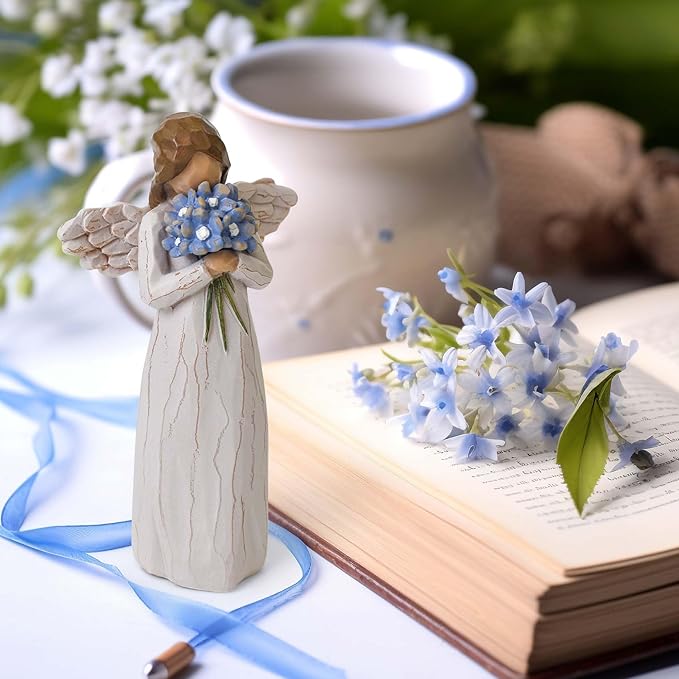 Forget Me Not Guardian Angel Figurines, Sympathy Gifts for Loss of Loved One, Miscarriage Gifts for Mothers, Sculpted Hand-Painted Statue for Home Decor Ornament