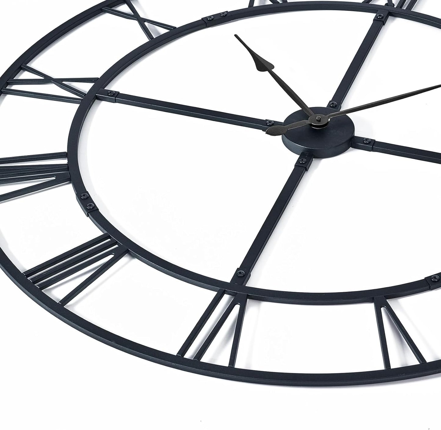 Large Wall Clock for Living Room Decor – 32 Inch Silent Non-Ticking Modern Farmhouse Wall Clock, Oversized Decorative Metal Roman Numeral Clock, Black