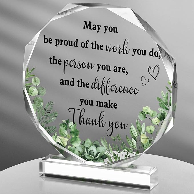 Yinder Thank You Gifts for Women Appreciation Gifts for Coworker Employee Nurse Teacher Leader Boss Inspirational Quotes Acrylic Desk Decor for Home Office Farewell Retirement