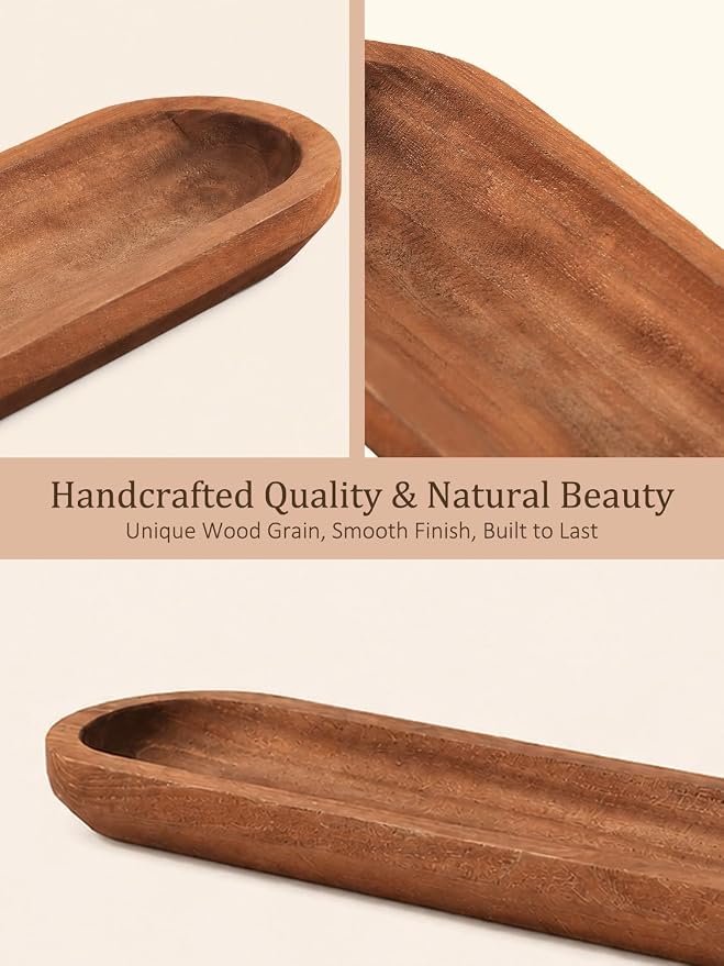 Wooden Dough Bowls for Decor Approx 29 Inch, Large Long Wooden Bowl | Hand Carved Rustic Farmhouse Extra Long Tray for Table Centerpiece, Living Room, Home Decor, Candle Bowl