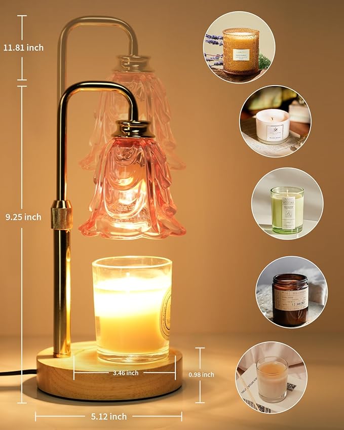 SupBri Candle Warmer Lamp with Timer for Scented jar Candles, Adjustable Height and Dimmable, Mothers Day Birthday Gift for Women Her Mom, House Warming Gifts New Home Decor (Pink)