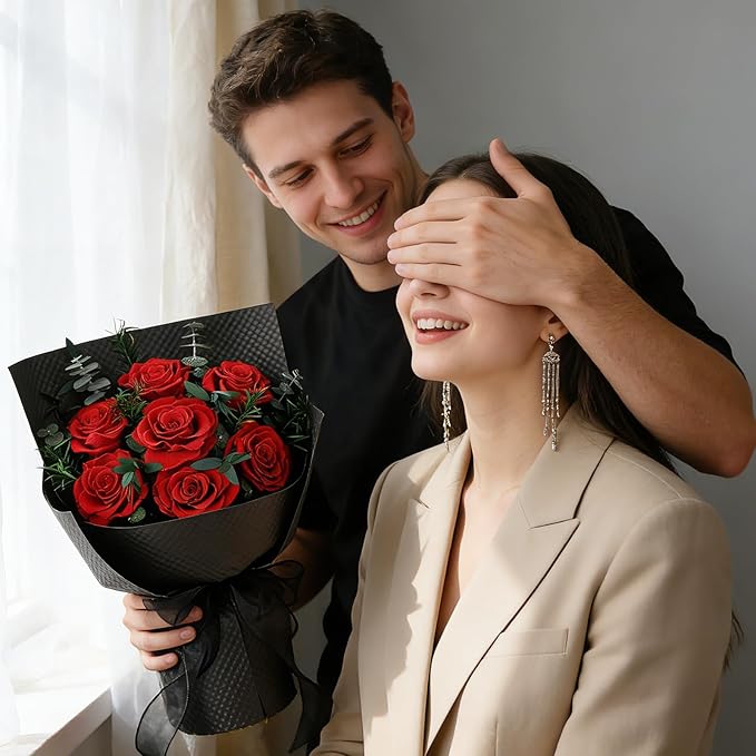 Flowers for Delivery, 7 Red Roses Preserved Flowers Bouquet with Gift Box, Forever Roses Mothers Day Gifts for Mom, Birthday Day Gifts for Women, Wife, Her, Grandma on Valentines Anniversary Proposal