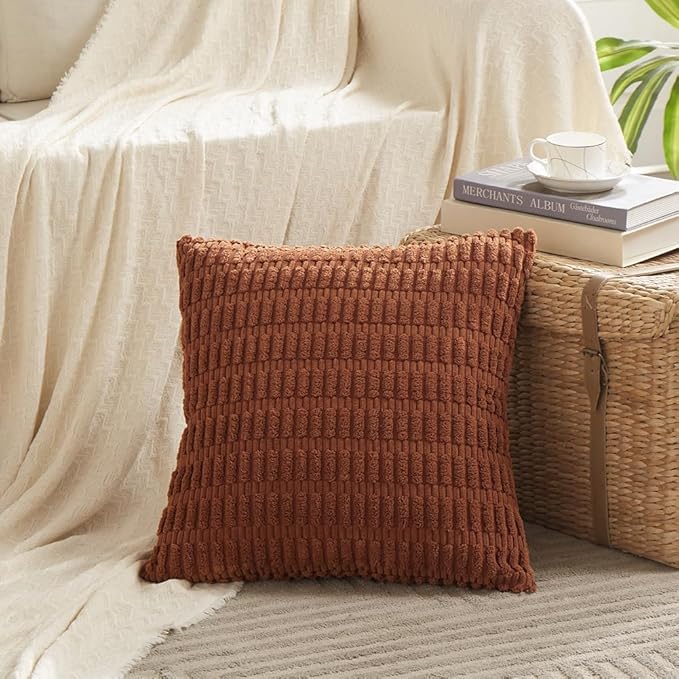 Fancy Homi 4 Packs Decorative Throw Pillow Covers for Living Room Couch Bed, Modern Farmhouse Boho Home Décor Accent Cushion Case, 16" x 16" (Pack of 4), Rust
