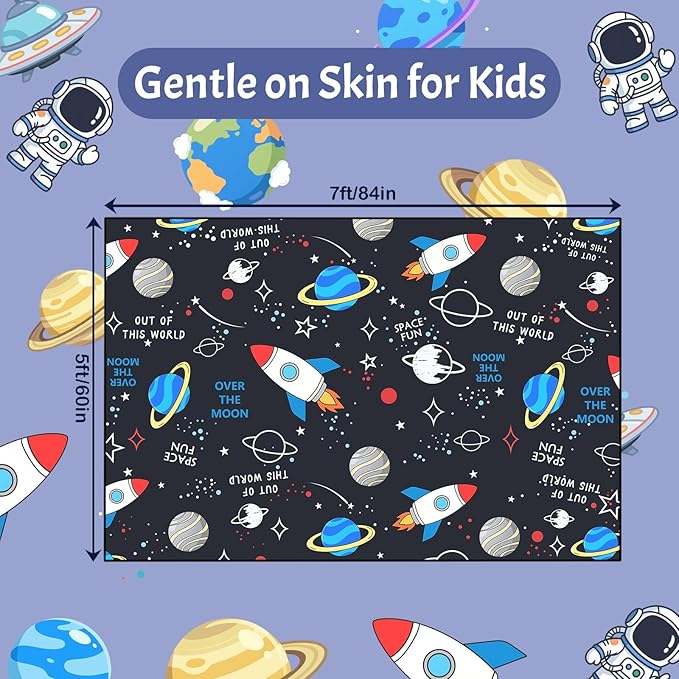 Space Rug 5x7 Feet Solar System Rug for Kids Bedroom Non Slip Educational Area Rugs with Planet Rocket Pattern Playroom Rugs for Boy Room Nursery Washable Classroom Carpet Outer Space Decor