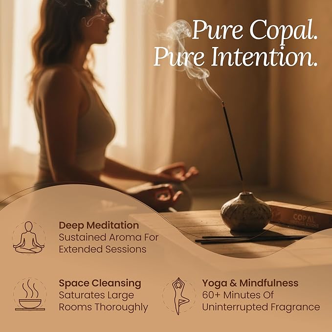 Premium White Copal Incense Sticks - 100% Pure Mayan Resin, Superior Burn Quality, Maximum Fragrance - Thick Coating, Handcrafted in Mexico for Meditation, Yoga, Spiritual Practice - 100 Sticks