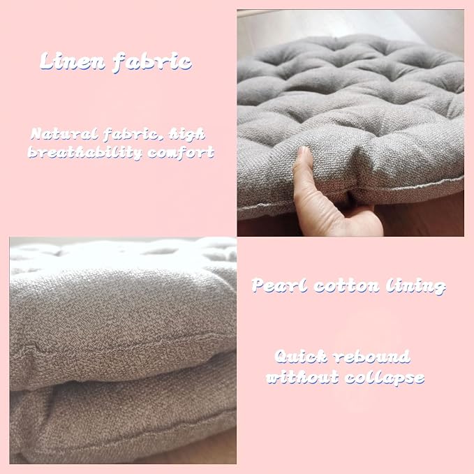 Large Linen Floor Cushions,Round Futon Pillows Japanese Style Tufted Floor Pillows Meditation Cushions for Seating On Pad for Yoga Sofa Balcony(Size:30x30inch,Color:Light Gray)