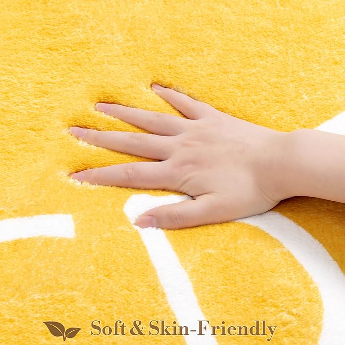 Topotdor Oval Kids Play Rug Alphabet Nursery Area Rug Extra Large Soft Crawling Play Mat for Children Toddlers Bedroom (47x70 inch, Yellow)