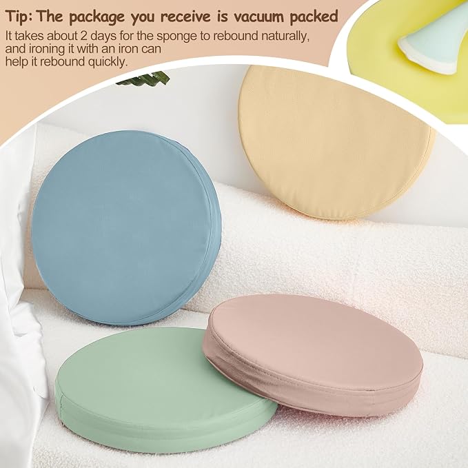 Juexica 4 Pcs Extra Thick Flexible Seating Floor Cushions Assorted Colored Pillow Floor Cushions for Classroom Soft Flexible Seating for Learning Sitting Office School Chair (Boho Colors,Round)
