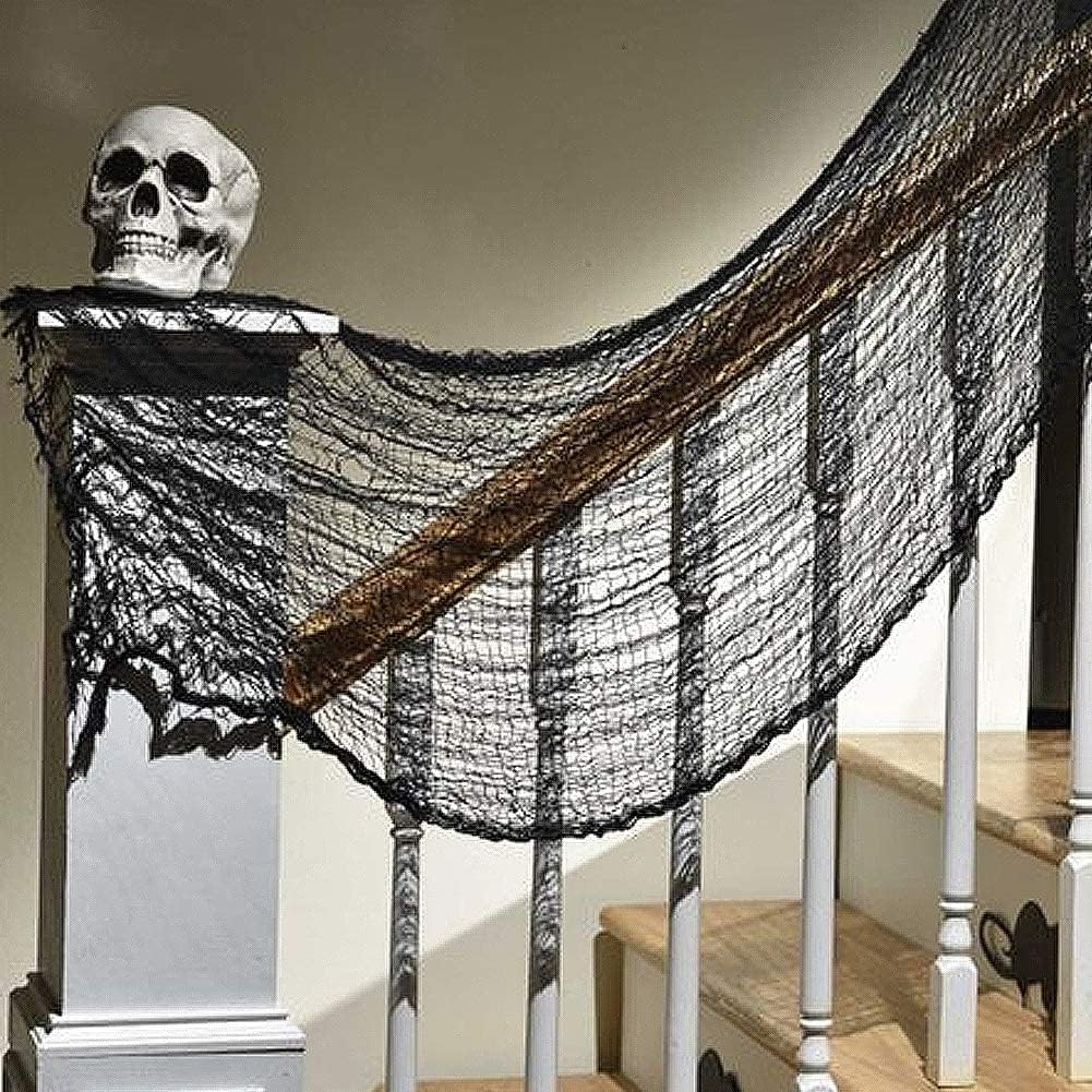 Biubee 5Pcs Halloween Black Creepy Cloth - Spooky Gauze Fabric Cloth for Haunted Horror House Halloween Party Doorway Outdoors Decoration (30" × 72")