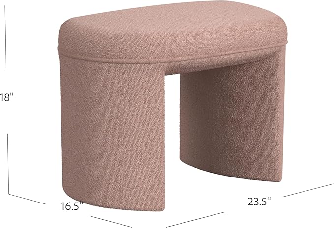 HomePop Quinn Modern Ottoman|Homepop Home Décor|Ottoman for Living Room & Bedroom -Boucle Pink
