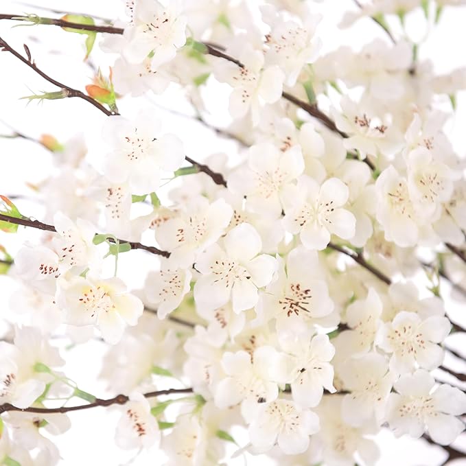 INXUGAO 12 PCS Faux Cherry Blossom Branches Decor 22.83 Inch Fake Artificial Cherry Flowers for Home Indoor Decoration Vase Arrangement Table Living Room Bedroom Spring Decor
