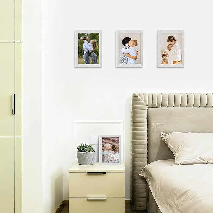 Picrit 4x6 Picture Frame Set of 12, Display 3.5x5 with Mat or 4x6 without Mat, Photo Frames for Wall Mounting or Table Top Display, Silver
