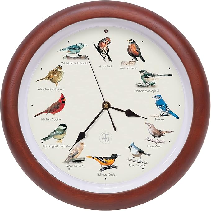 Mark Feldstein, The Original Singing Bird Clock, 25th Anniversary Edition, 13 Inch, Premium Cherry