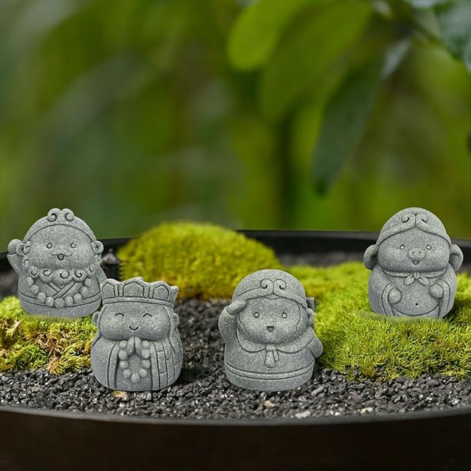 4Pcs Cute Buddha Statue Set - 2 Inch Mini Resin Monk Figurines of Tang Monk, Sun Wukong, Zhu Bajie & Sha Wujing for Office Desk, Study Room Decor and Chinese Culture Gifts
