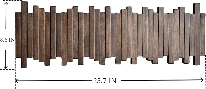 Natural Wood Wall Mounted Piano Coat Rack| Coat Rack Wall Mount| Flip Down Wall Hook Rack 7 Hooks| Entryway Wall Art Hook,Made of Acacia Wood (Wood Wax Oil Dyed Walnut Color).Wall Art