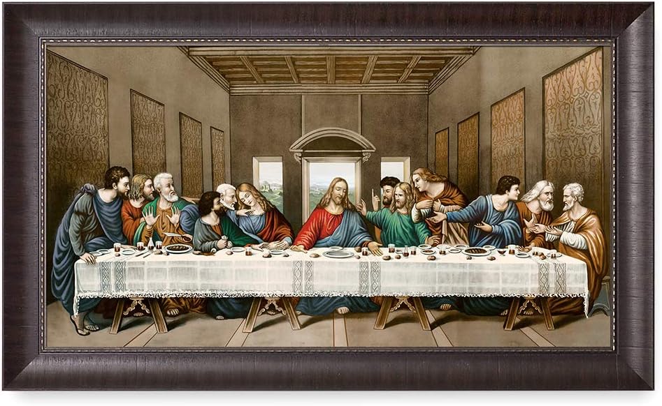 DECORARTS - The Last Supper by Leonardo da Vinci. Oil Painting Reproduction, Giclee Print on Canvas. Ready to Hang Framed Wall Art for Home and Office Decor. Total Size w/Frame: 34x20