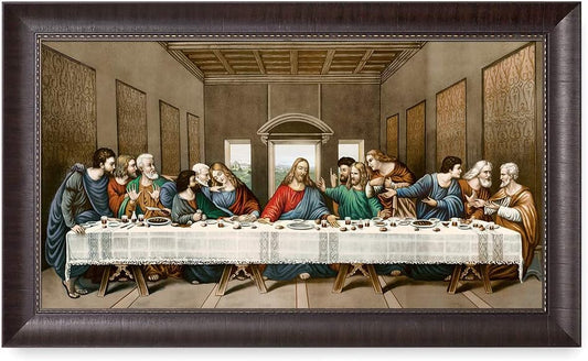 DECORARTS - The Last Supper by Leonardo da Vinci. Oil Painting Reproduction, Giclee Print on Canvas. Ready to Hang Framed Wall Art for Home and Office Decor. Total Size w/Frame: 34x20
