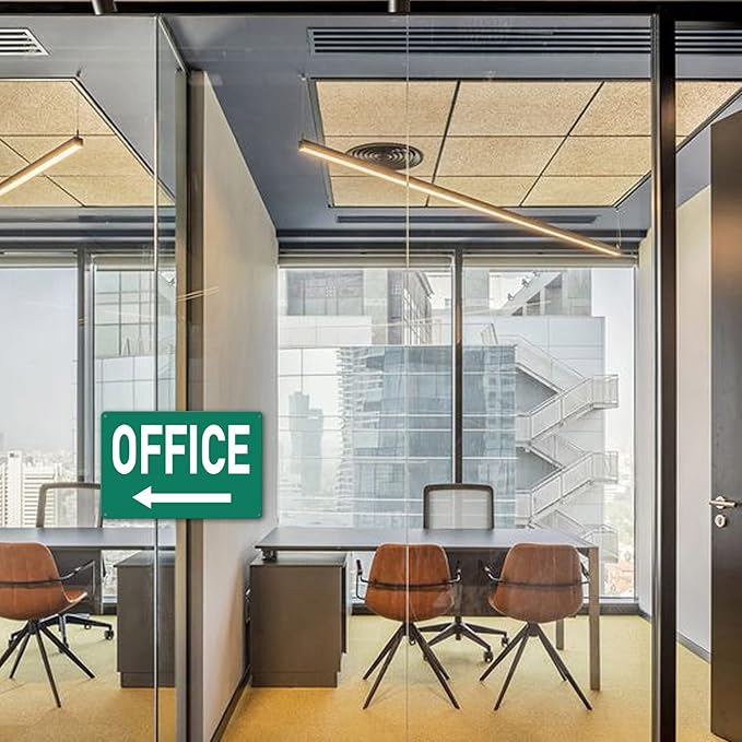 Custom Metal Office Sign for Doors - 'Meeting' with Left Arrow - 8 x 12 In