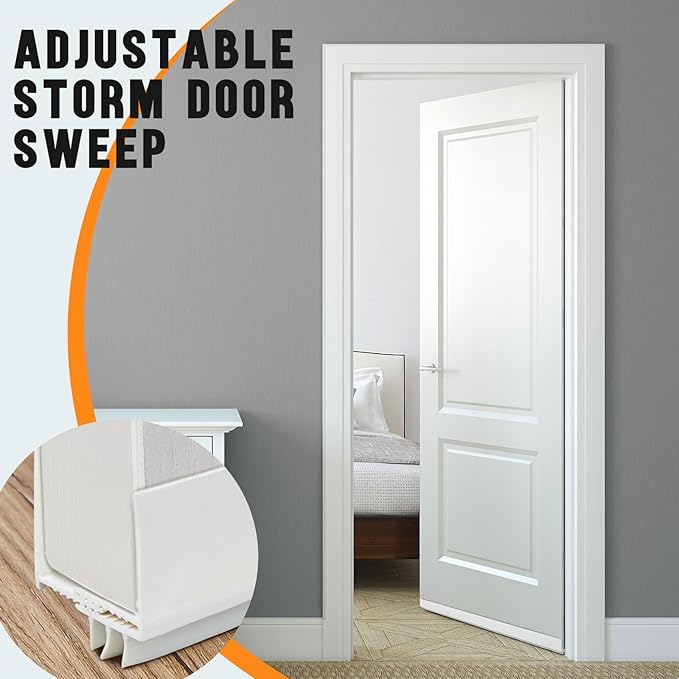 Pickmesh 4 Pcs 36 Inch Adjustable Storm Door Sweep for 1 to 1-2/5 in Bottom Seal Replacement Parts Under Draft Stopper Weather Stripping Threshold (White)