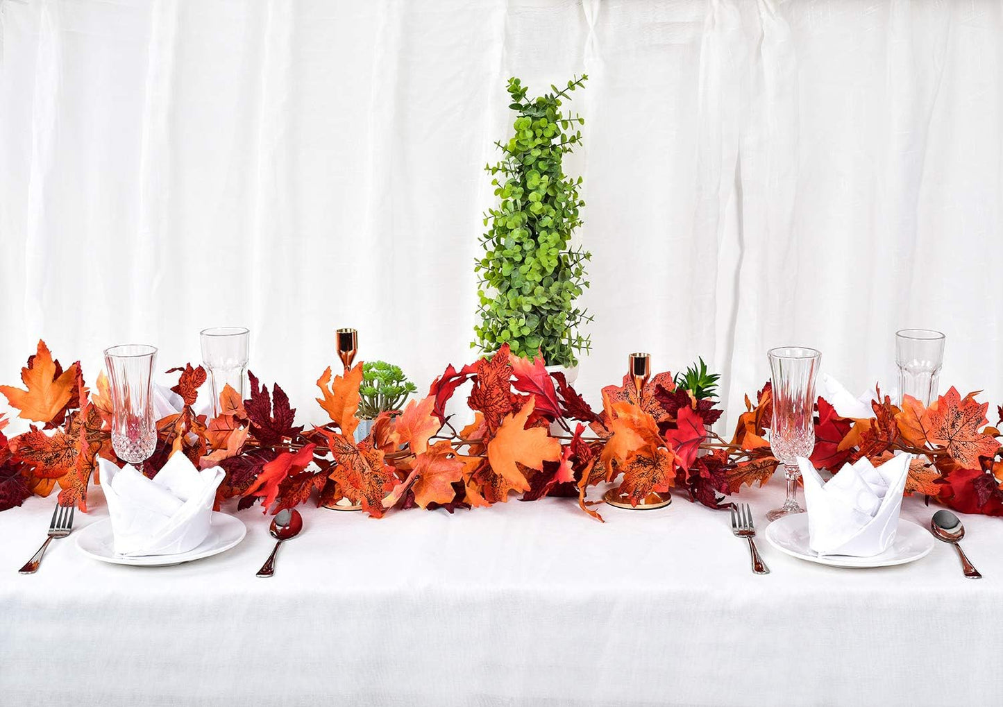 Lvydec 2 Pack Maple Leaves Fall Garland - 6ft/Strand Artificial Fall Foliage Garland Colorful Autumn Decoration for Home Wedding Party Thanksgiving