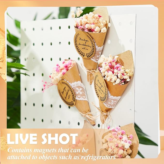 6 Pcs Mini Dried Flower Bouquet Magnet Bulk Wedding Baby Shower Flower Party Favors for Guests Natural Dried Flowers Bundle Mother's Day Graduation Home Decoration DIY Crafts Gifts
