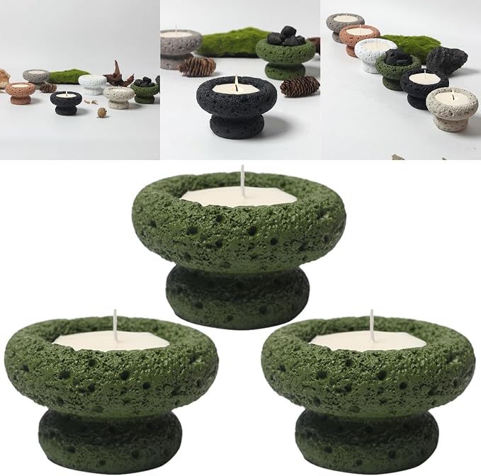Cement Candle Container in Olive Green, Stylish and Durable, Empty Cup for Wax Pouring and Aromatherapy, Perfect for Home Décor and Gifts, 3pc