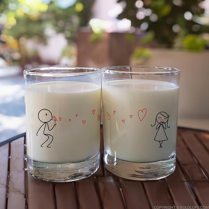 BoldLoft From My Heart to Yours Couple Glass Set- Gifts for Wife, Girlfriend- Wedding Glasses for Bride and Groom- - Home Gifts for Couples, Valentines, Anniversary, Engagement