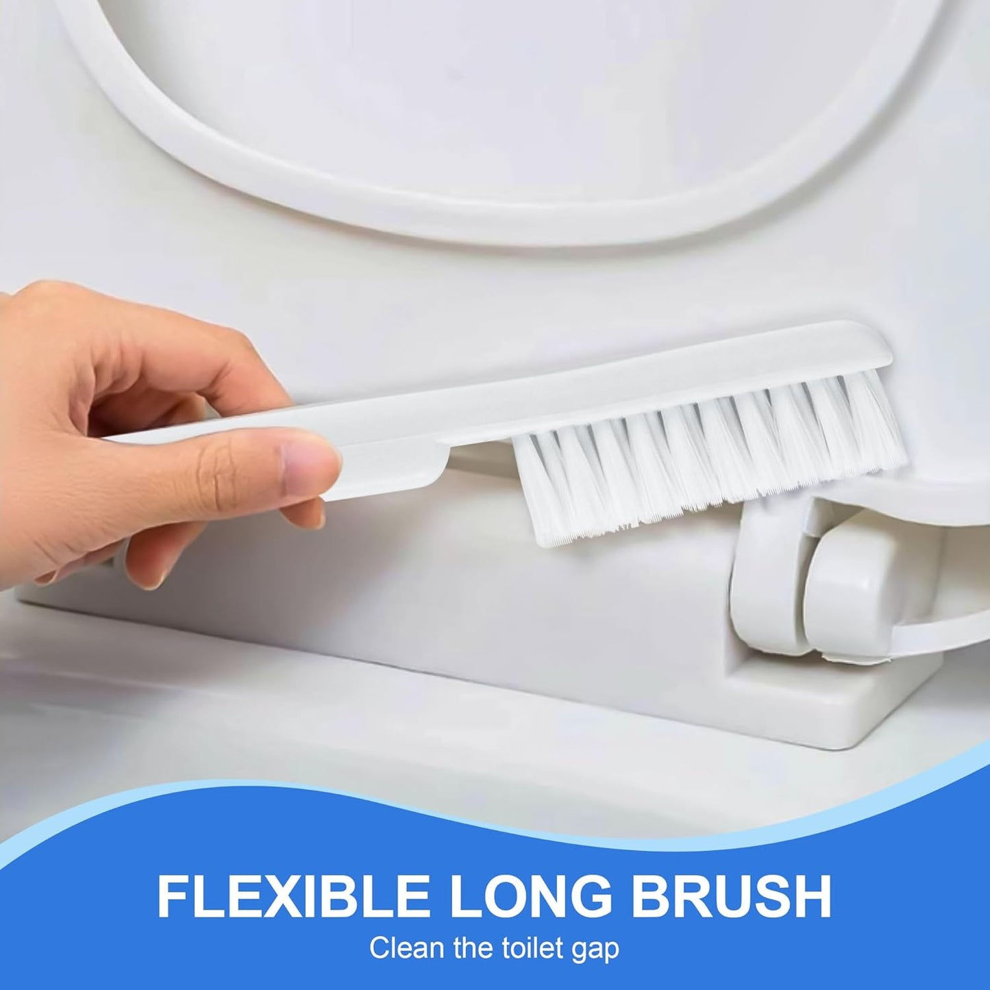 Toilet Brush and Plunger, 3 in 1 Toilet Bowl Brush and Holder with Crevice Cleaning Brush Wall Mounted Household Bathroom Cleaning Tools Combo Set(White-Gray)