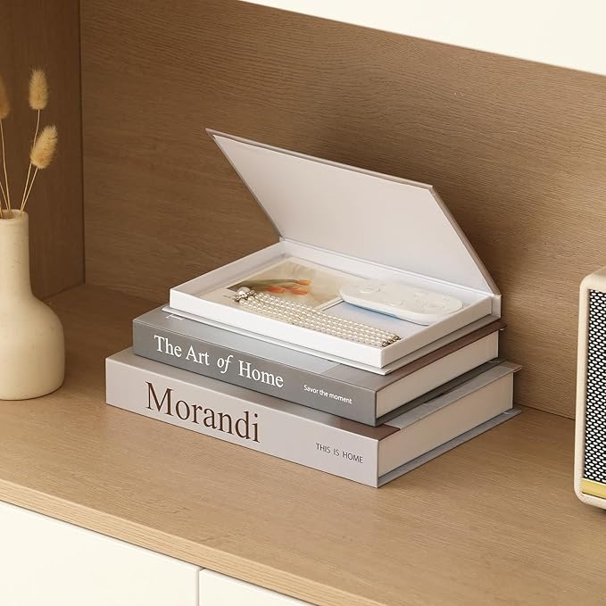 Set of 3 Decorative Books for Home Decor,Stylish Fake Books for Decoration, Aesthetic Decor Books Set for Coffee Table,Bookshelf,Mantel,Living Room,Hotel,Villa Decor,Storage Box for Photos