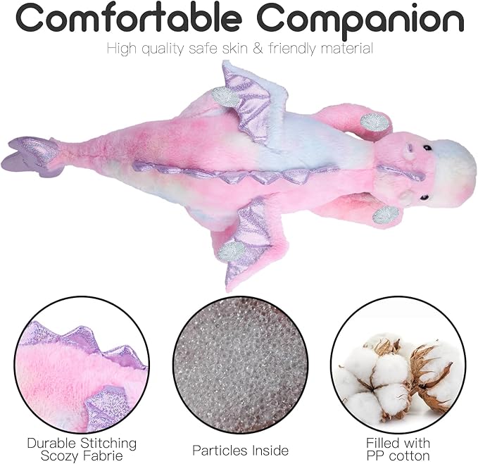 ARELUX Giant 50in 3Lb Big Colorful Pink Dragon Large Stuffed Animals Cute Plush Toy Fuzzy Jumbo Dinosaur Pillow Plushies with Wings Cuddly Soft Pterosaur Plushie for Friends Family Member