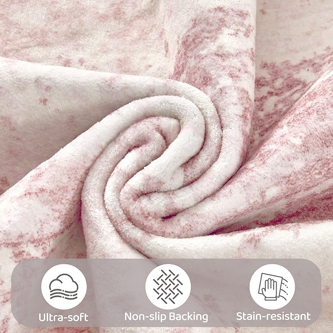 UERMEI 5x7 Area Rug Living Room Rugs - Washable Neutral Modern Abstract Soft Thin Large Rug Indoor Floor No Slip Rug Carpet for Bedroom Under Dining Table Home Office Decor - Pink