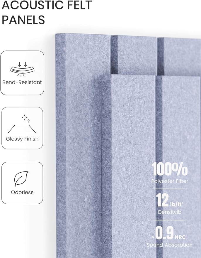 Fluxynara Large Felt Bulletin Board 48" x 36" Cork Board Alternative-12 Pack with 70 Safe Removable Adhesive Tabs, Cork Boards for Walls for Home Office Classroom Pin Board (Soft Periwinkle)