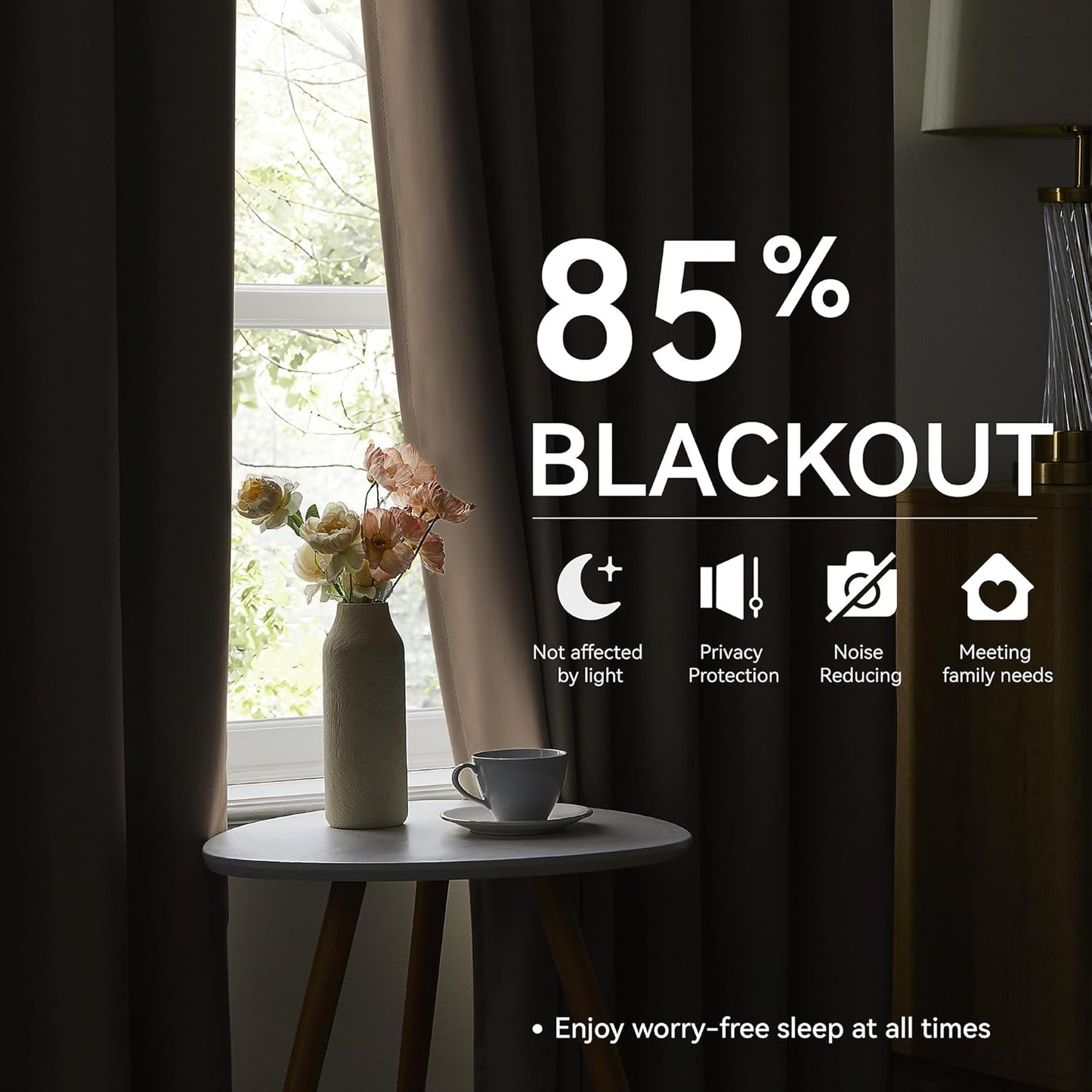 KangBang Taupe Room Darkening Curtains 108 Inches Long, Pinch Pleated Blackout Curtains Sound Dampening Polyester Modern Drapes for Living Room Office with Hooks Track System,40Wx108L,2 Panels