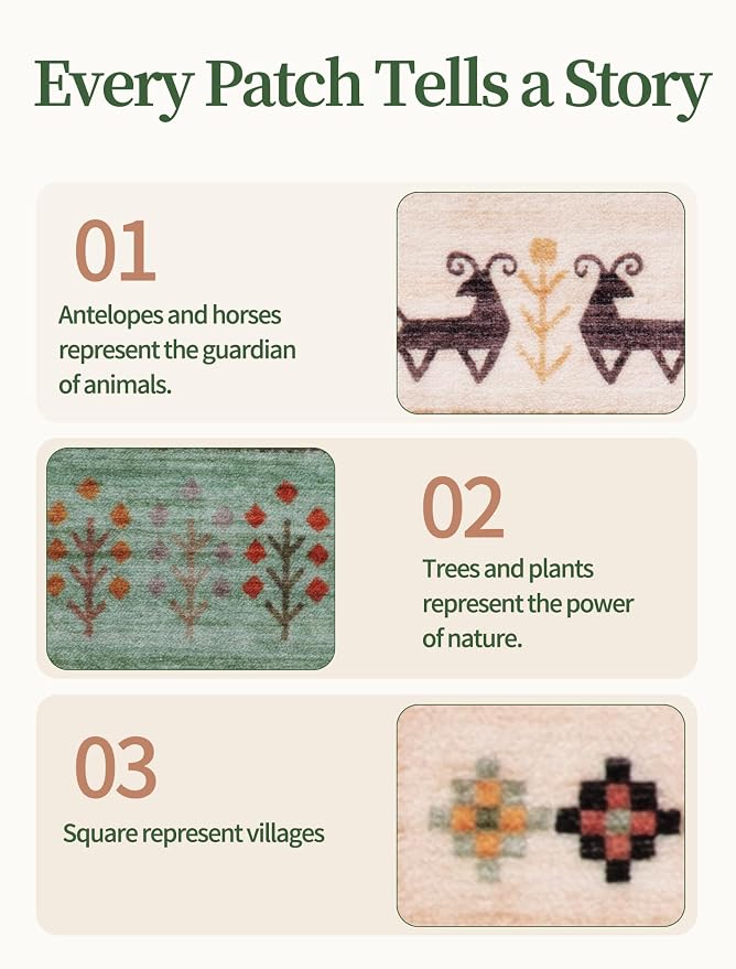 Tangsoo 2x3 Small Rugs for Entryway,Washable Vintage Entry Rug Non Slip, Soft Low Pile Throw Rugs Tribal Front Indoor Rug Small Carpet for Entrance Bedroom Kitchen Laundry Bedside (Green Beige)