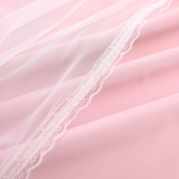 Blackout Sheer Curtains Set - Double Layers Stylish Mix & Match Elegance White Crushed Voile x Blackout Curtains with Tie-Backs for Nursery Bedroom, 52 by 108 inches, Light Pink, 2 PCs