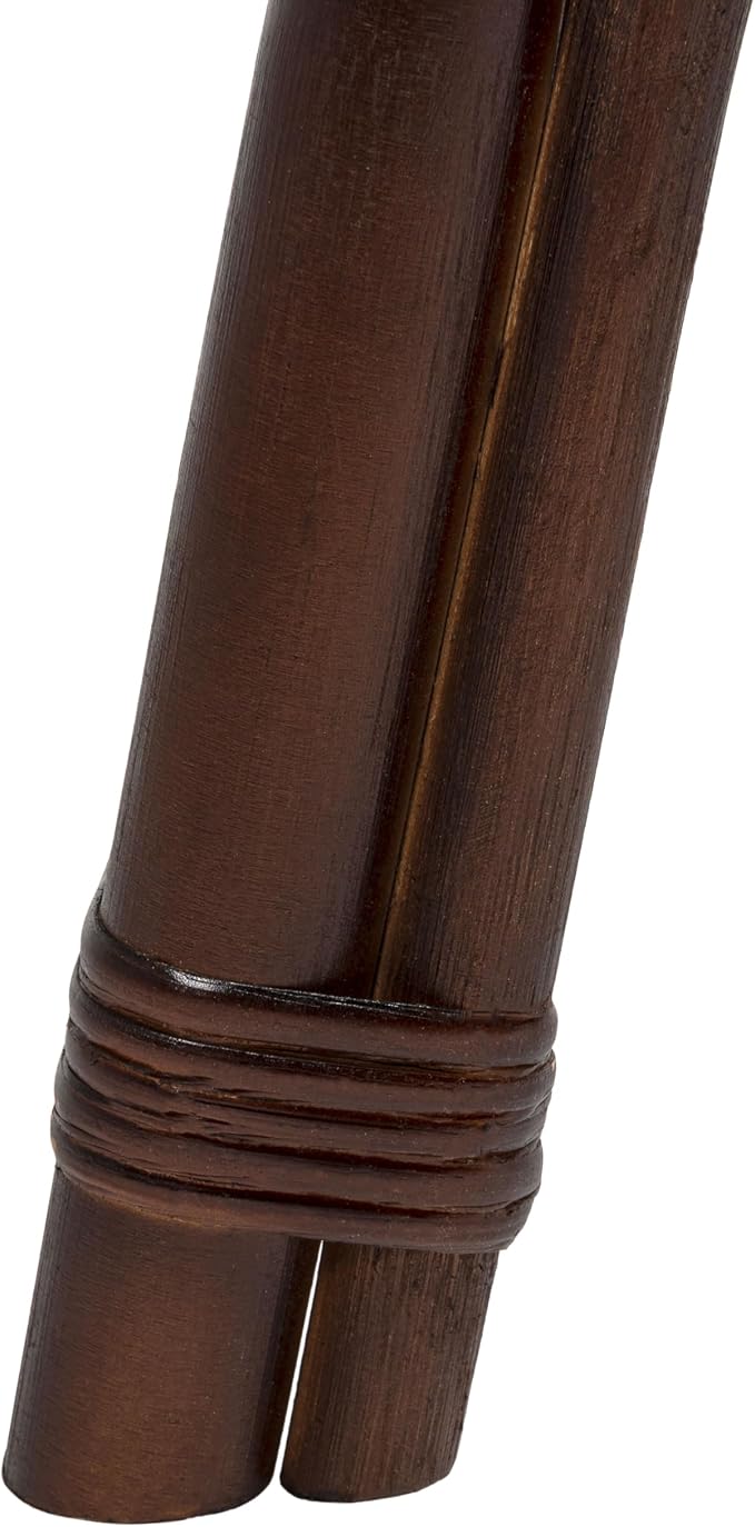 JONATHAN Y Gabriel 18" Handcrafted Rattan and Teak Wood Vanity Stool, Bohemian Backless Accent Ottoman Footstool, Dark Brown STL3005B