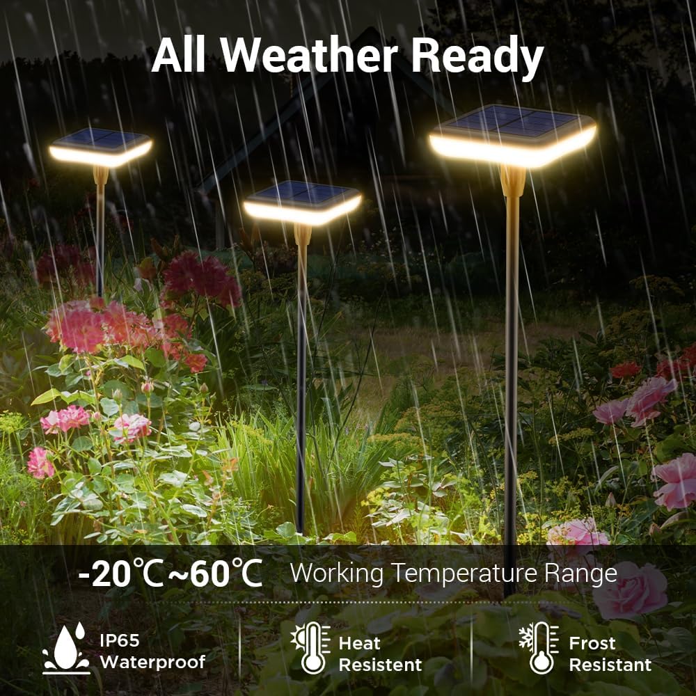Solar Lights Outdoor Garden 4 Pack Solar Pathway Light 31" Tall Solar Landscape Lights 34LM Bright Up to 12H IP65 Waterproof Auto On/Off for Walkway Outside Yard Path Patio Lawn Flower Bed plant Decor