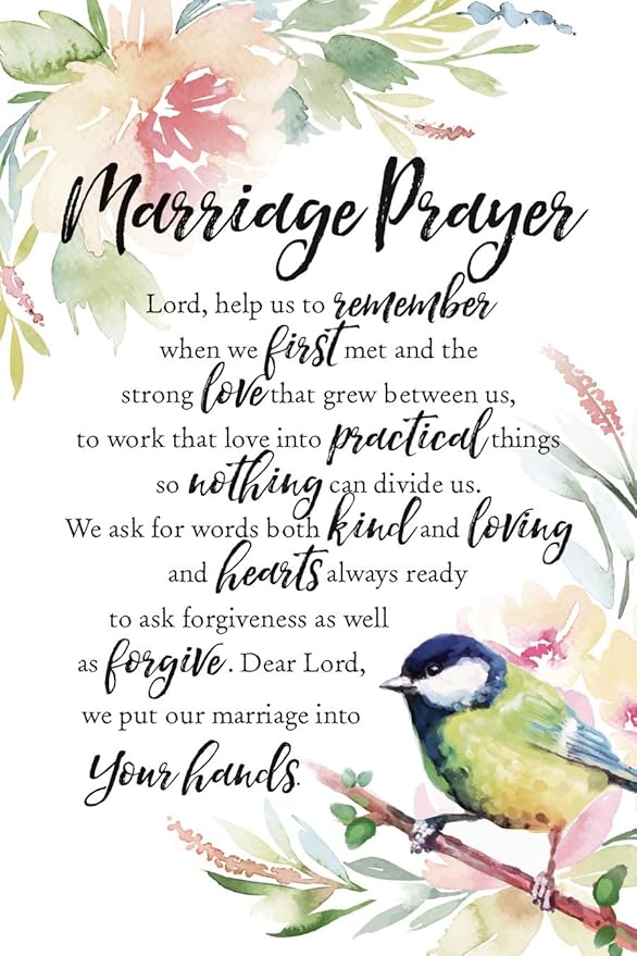 DEXSA Marriage Prayer Wood Plaque with Inspiring Quotes 6"x9" - Elegant Frame Wall & Tabletop Decoration | Easel & Hanging Hook | Christian Family Religious Home Decor Saying | Made in the USA