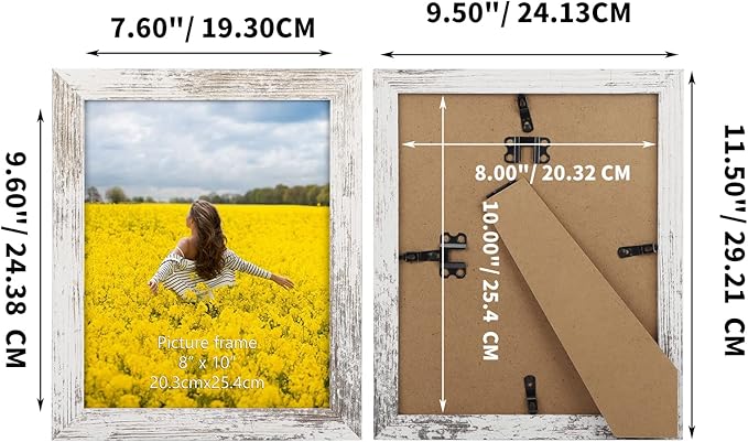 PETAFLOP 8x10 Picture Frame Set of 7, Distressd Rustic Frames Display 8 by 10 Inch Photo for Wall or Tabletop