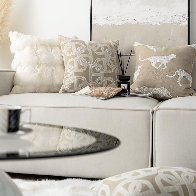 Croker Horse 22x22'' Inches Throw Pillow Cushion Cover - Pig Nose Pattern Chenille Jacquard Embroidery Luxury Modern Style Couch Sofa Pillow for Living Room Bedroom