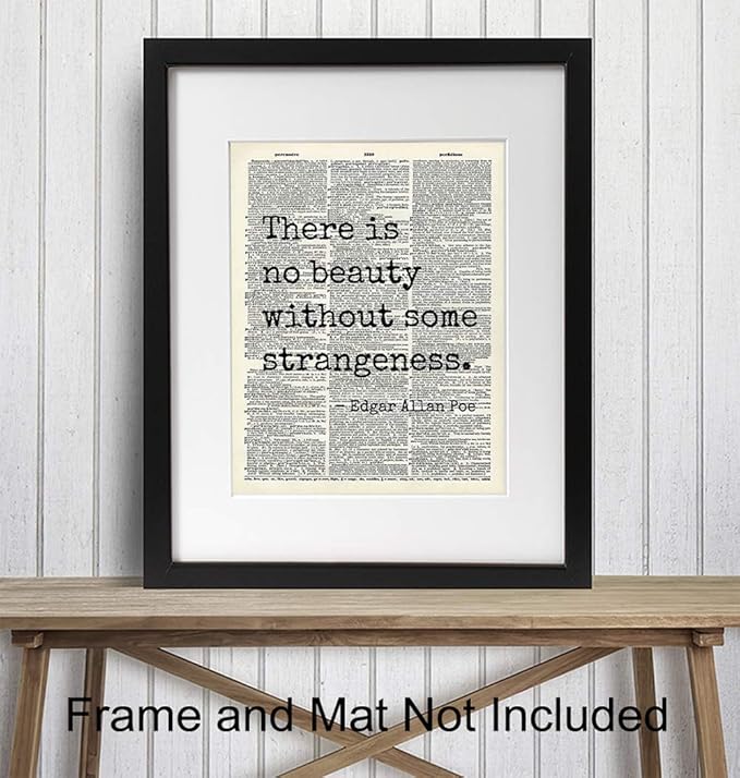 Edgar Allan Poe Quote 8x10 Dictionary Art Wall Decor Picture - Upcycled Vintage Retro Decoration for Home, Office, Apartment, Living Room, Bedroom, Bathroom - Gift for Poetry Fans
