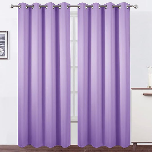 LEMOMO Blackout Curtains 66 x 95 inch/Lavender Curtains Set of 2 Panels/Thermal Insulated Room Darkening Bedroom Curtains