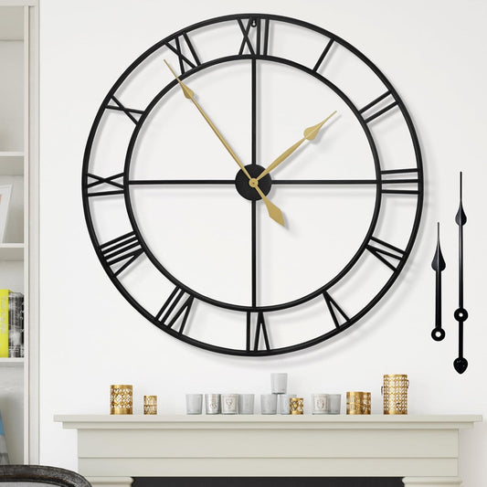 1st owned 40 Inches Extra Large Wall Clock for Living Room Decor Silent Non-Ticking Decorative Wall Clock Roman Numerals Vintage Battery Operated for Farmhouse Cafe Office Decor
